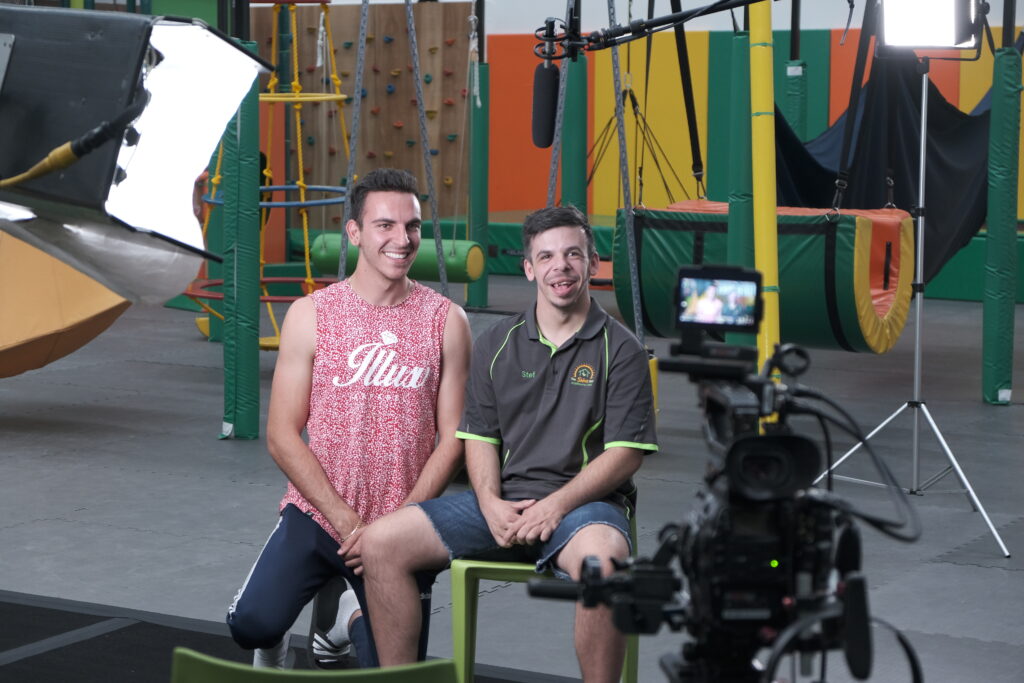 two males posing for a photo at The Shine Shed all abilities play centre Campbelltown